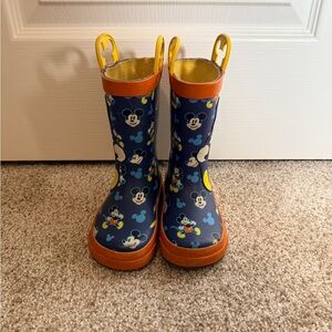 Western Chief Mickey Mouse Kids Rain Boots - Navy and Orange
